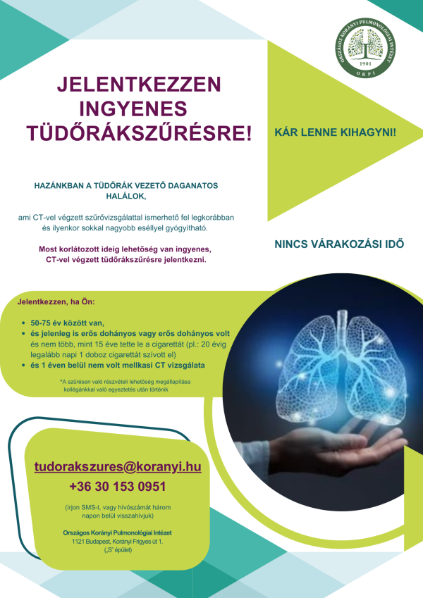 Általános felhívás tüdőrákszűrésre - Országos Korányi Pulmonológiai Intézet