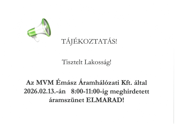 Tervezett áramszünet elmarad!