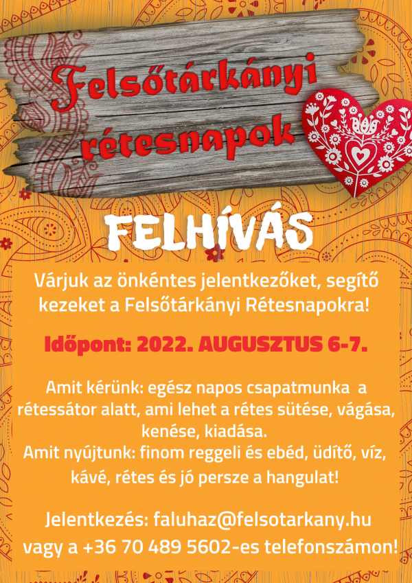 Önkéntesség a Felsőtárkányi Rétesnapon