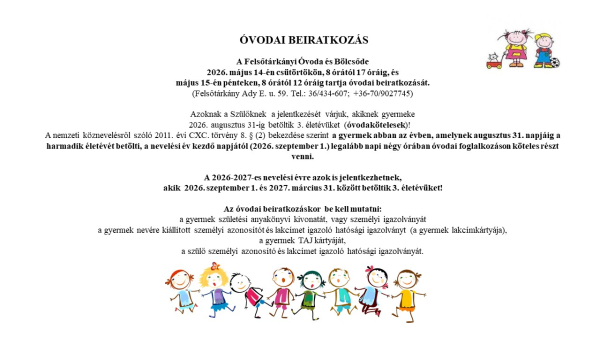 Tájékoztatás óvodai beiratkozásról - 2026