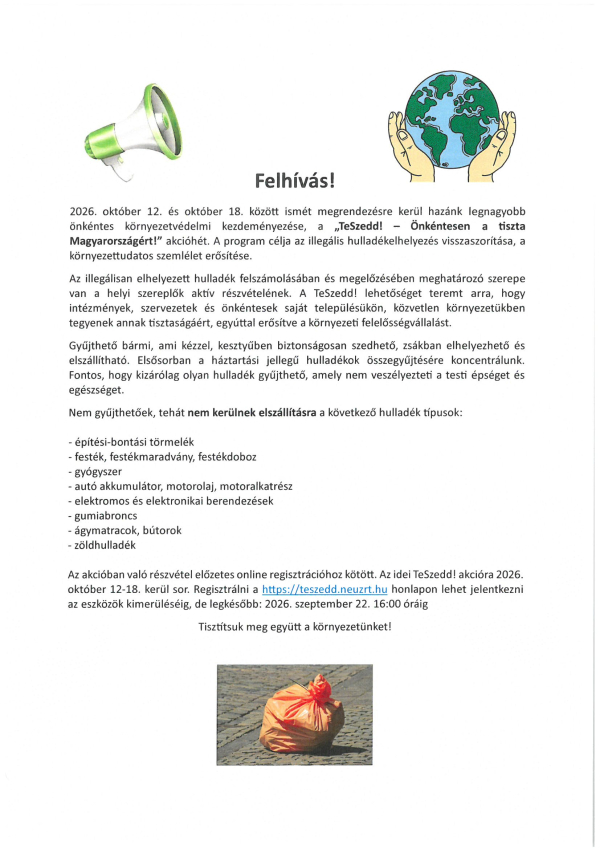 „TeSzedd! – Önkéntesen a tiszta Magyarországért!” 