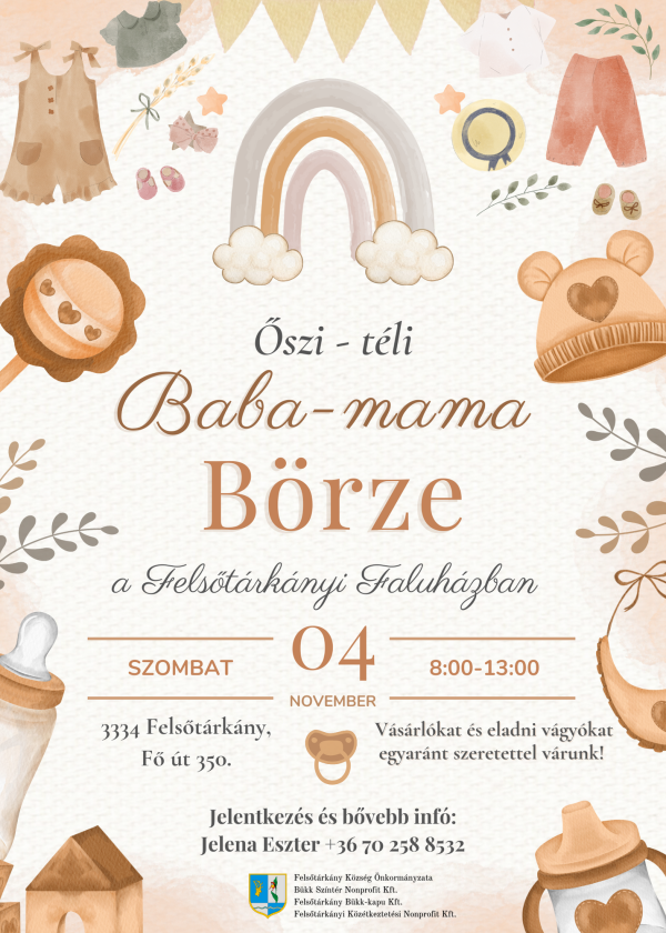 Őszi-téli baba-mama börze a Felsőtárkányi Faluházban